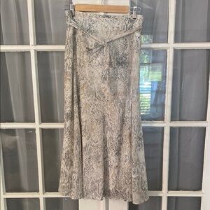 Chico's Elegant Metallic Snakeskin Print Midi Skirt